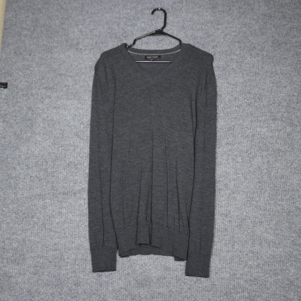 Banana Republic Men Extra Fine Merino Wool V Neck Sweater Dark Gray Size L